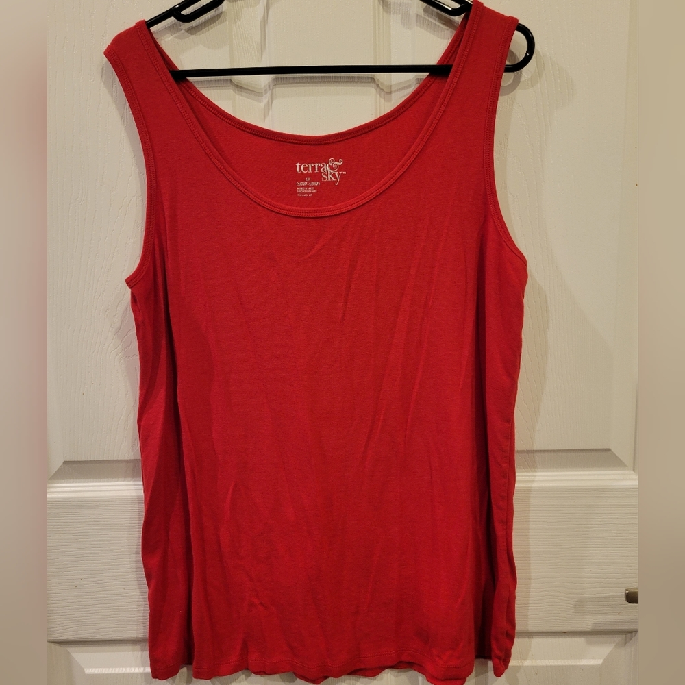 Bright red tank top